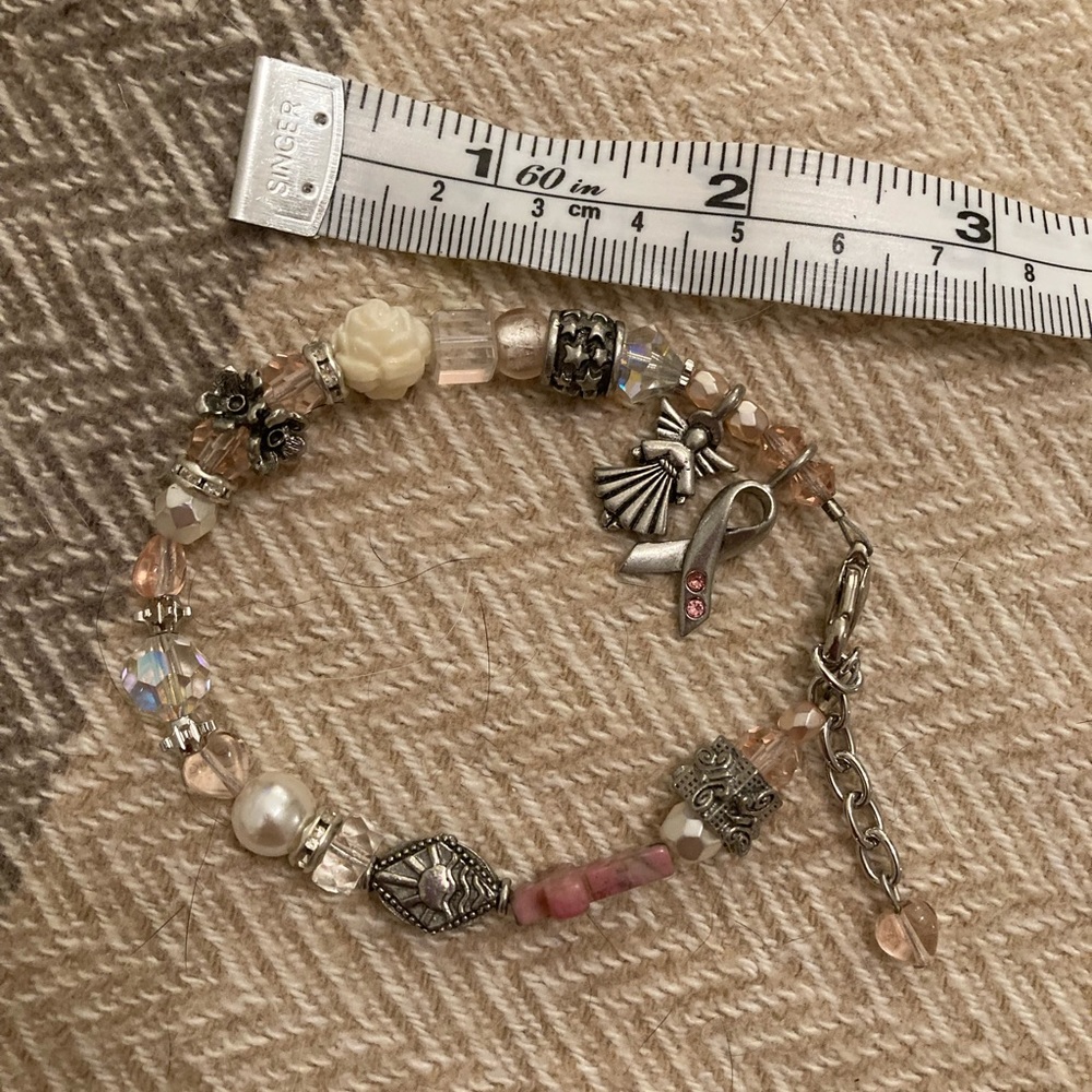 Breast cancer awareness Angel charm bracelet